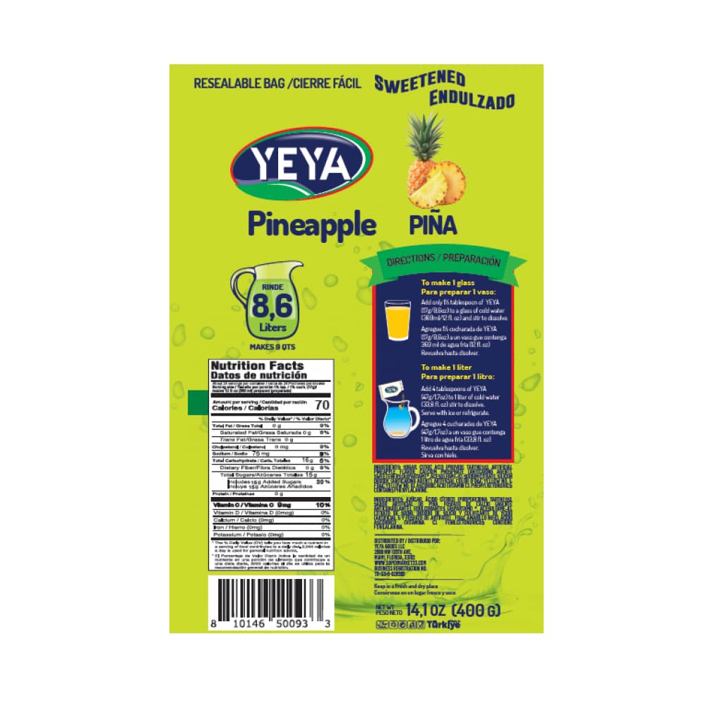 Refresco instantáneo sabor a piña YEYA (400 g / 14.1 oz) - Miniatura 2