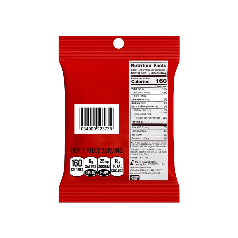 Bombones de chocolate con leche Hershey's Kisses (62 g / 2.2 oz) - Miniatura 3