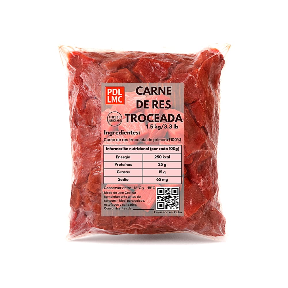 Carne troceada de res de primera PDL LMC (1.5 kg / 3.3 lb) - Miniatura 2