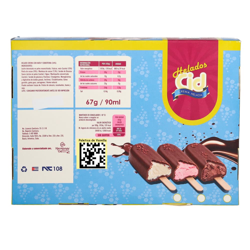 Paleta de helado sabor vainilla con cubierta de chocolate CID (4 U) - Miniatura 4