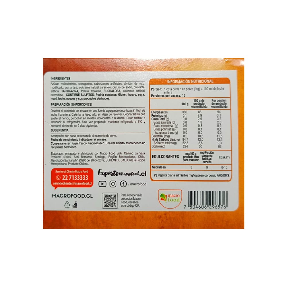 Flan sabor manjar Macro Food (90 g / 3.17 oz) - Miniatura 2