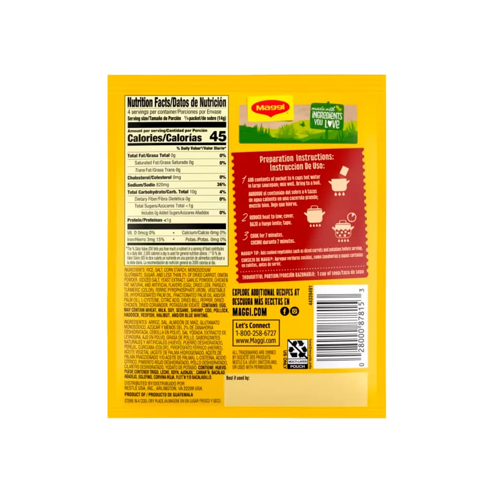 Sopa sabor a pollo con arroz Maggi (55 g / 1.94 oz) - Miniatura 2