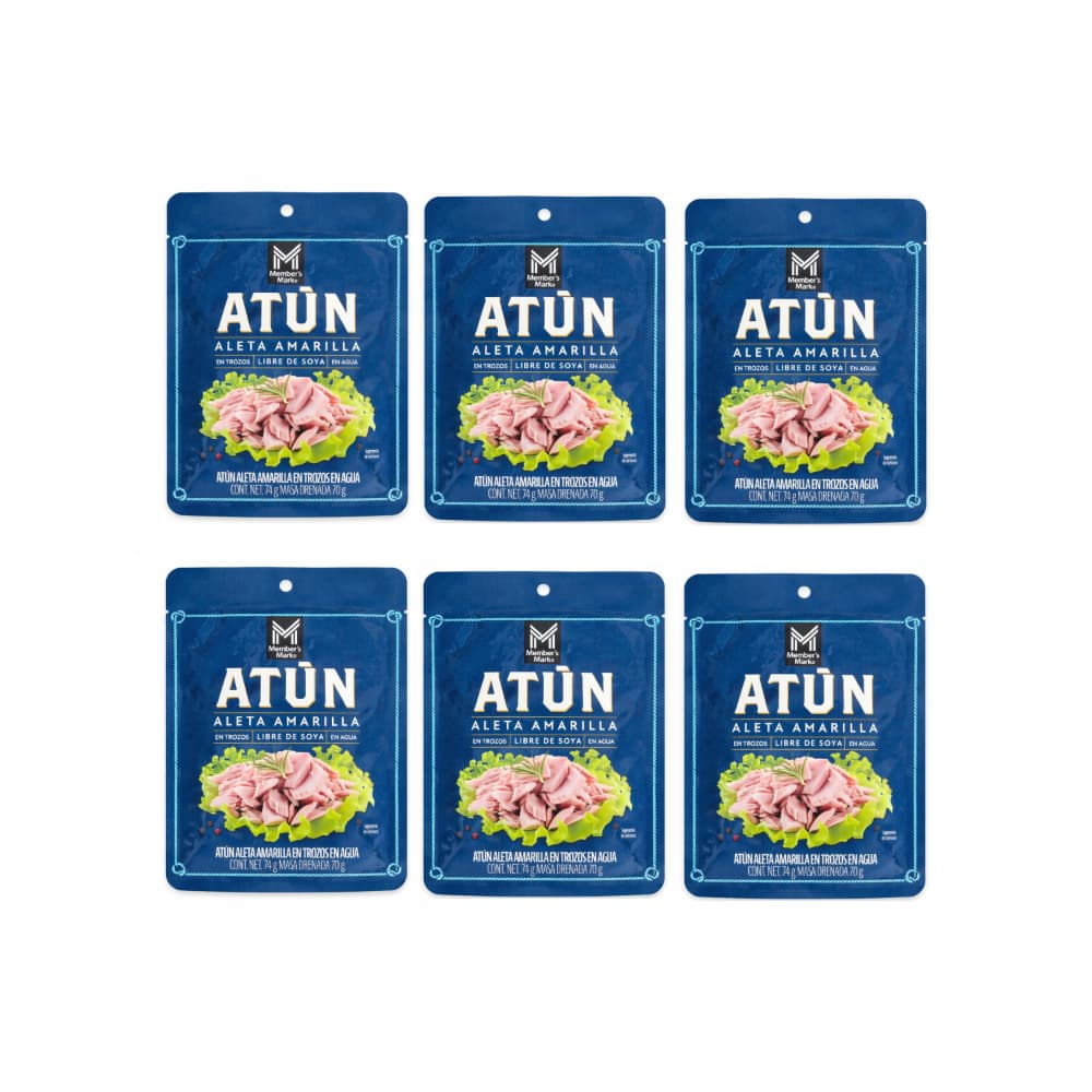 Atún aleta amarilla en trozos en agua Member's Mark (6 x 74 g / 2.61 oz) - Miniatura 1