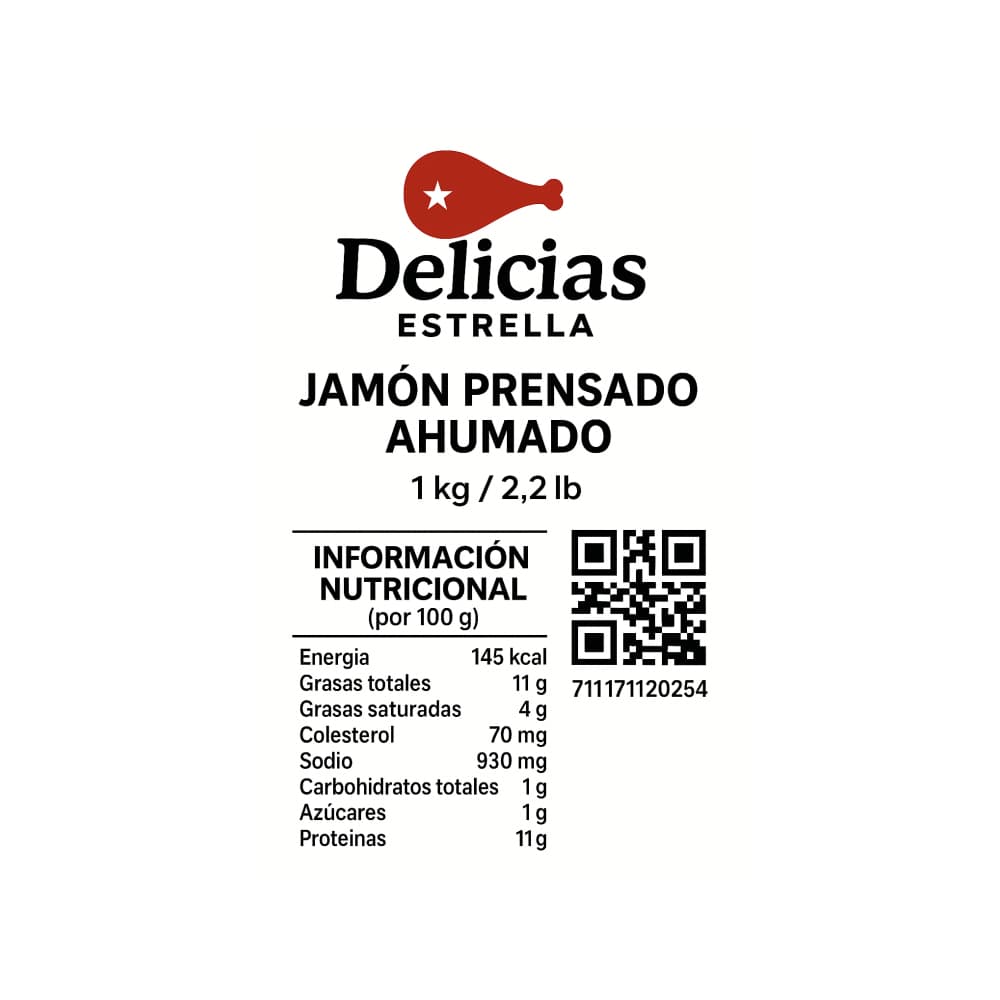 Jamón prensado ahumado Delicias Estrella (1 kg / 2.2 lb) - Miniatura 3