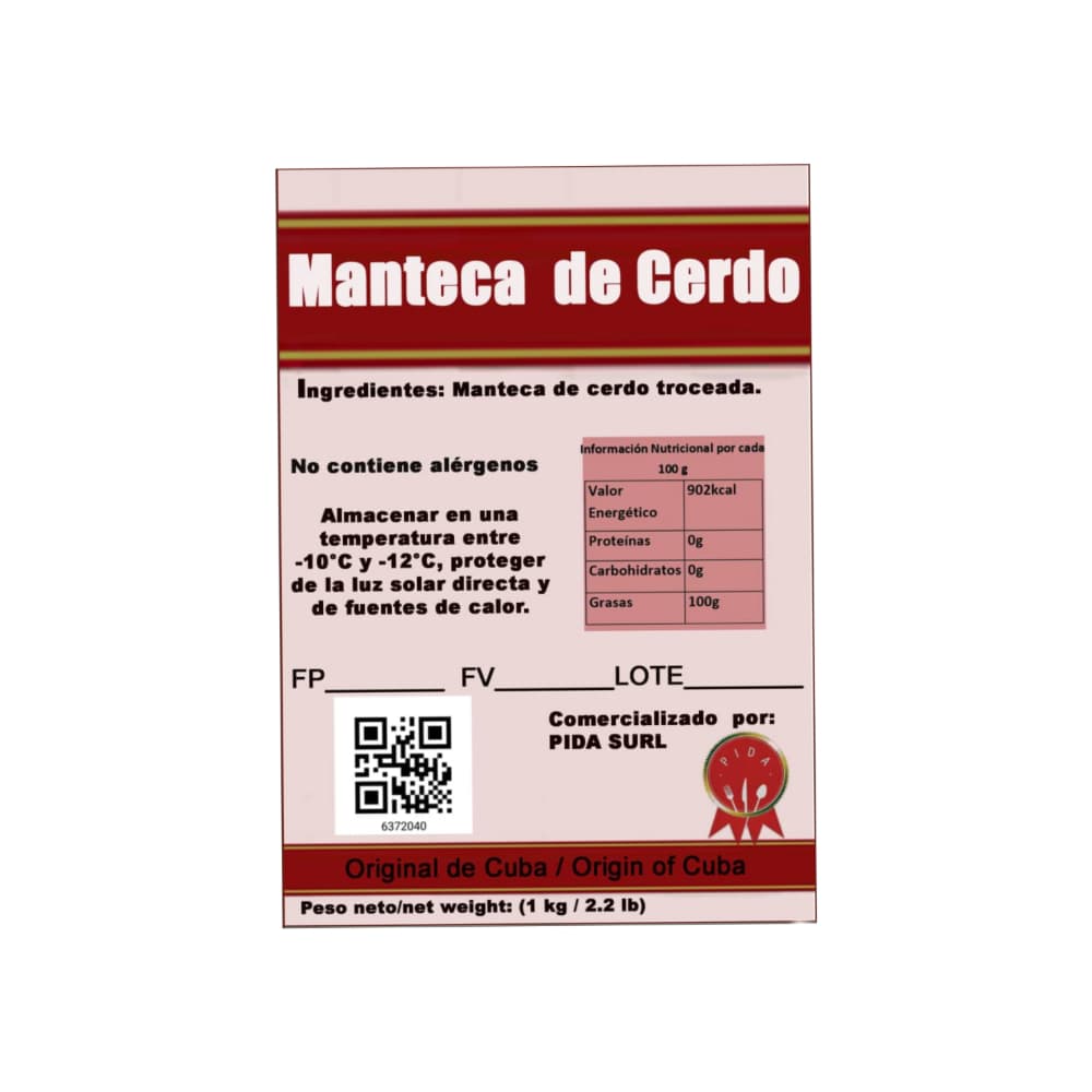 Manteca de cerdo Pida (1 Kg / 2.2 lb) - Miniatura 3