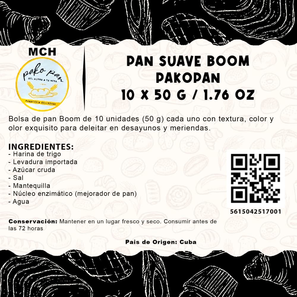 Pan suave Boom PakoPan MCH Panadería (10 x 50 g / 1.76 oz) - Miniatura 2