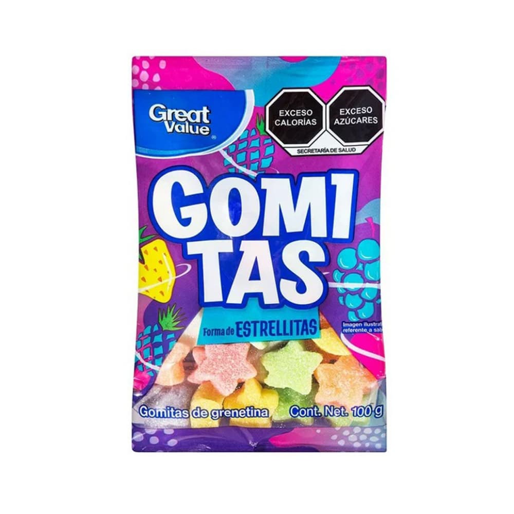 Gomitas de grenetina con forma de estrellitas Great Value (100 g / 3.52 oz) - Imagen 1