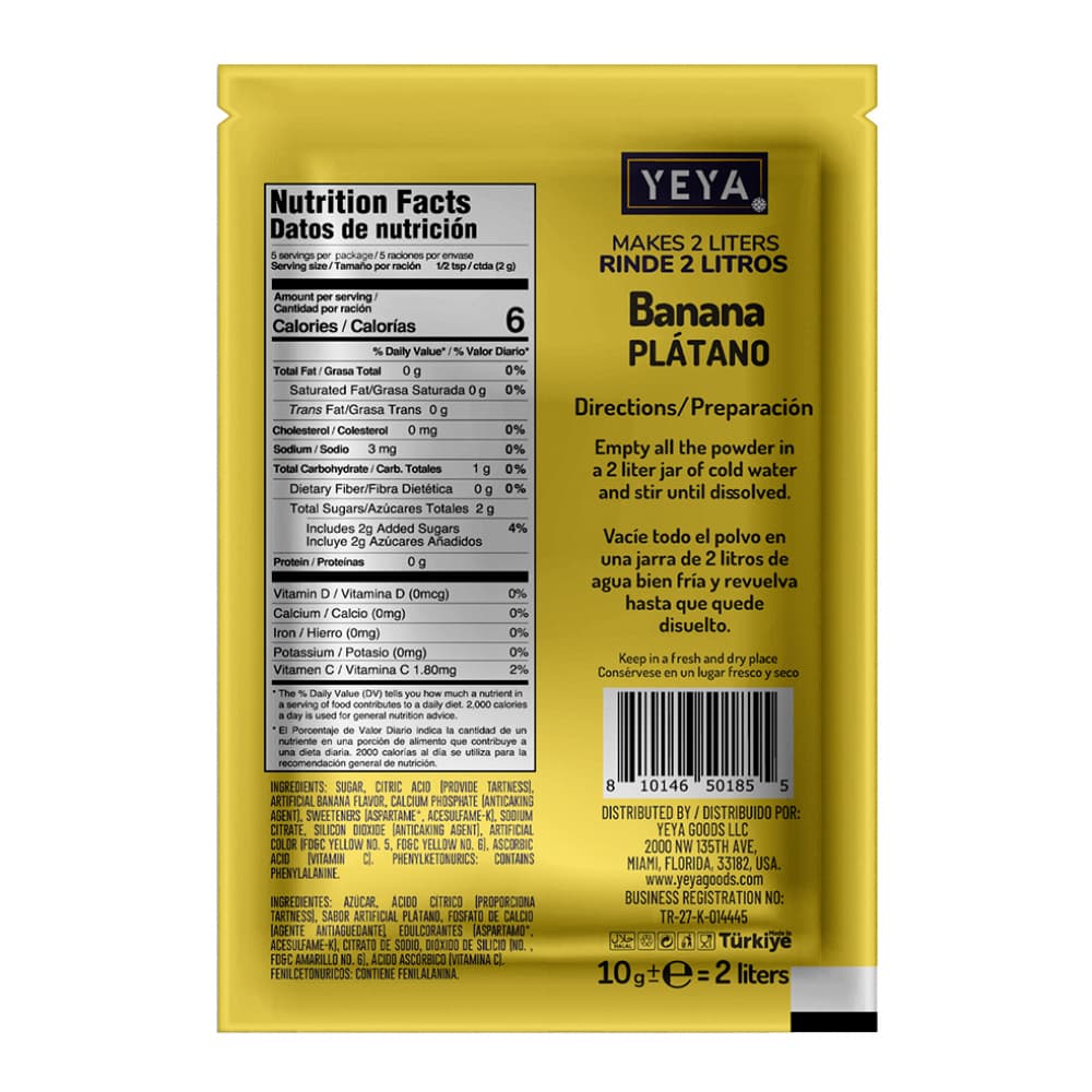 Refresco instantáneo sabor plátano YEYA (10 g) - Miniatura 2