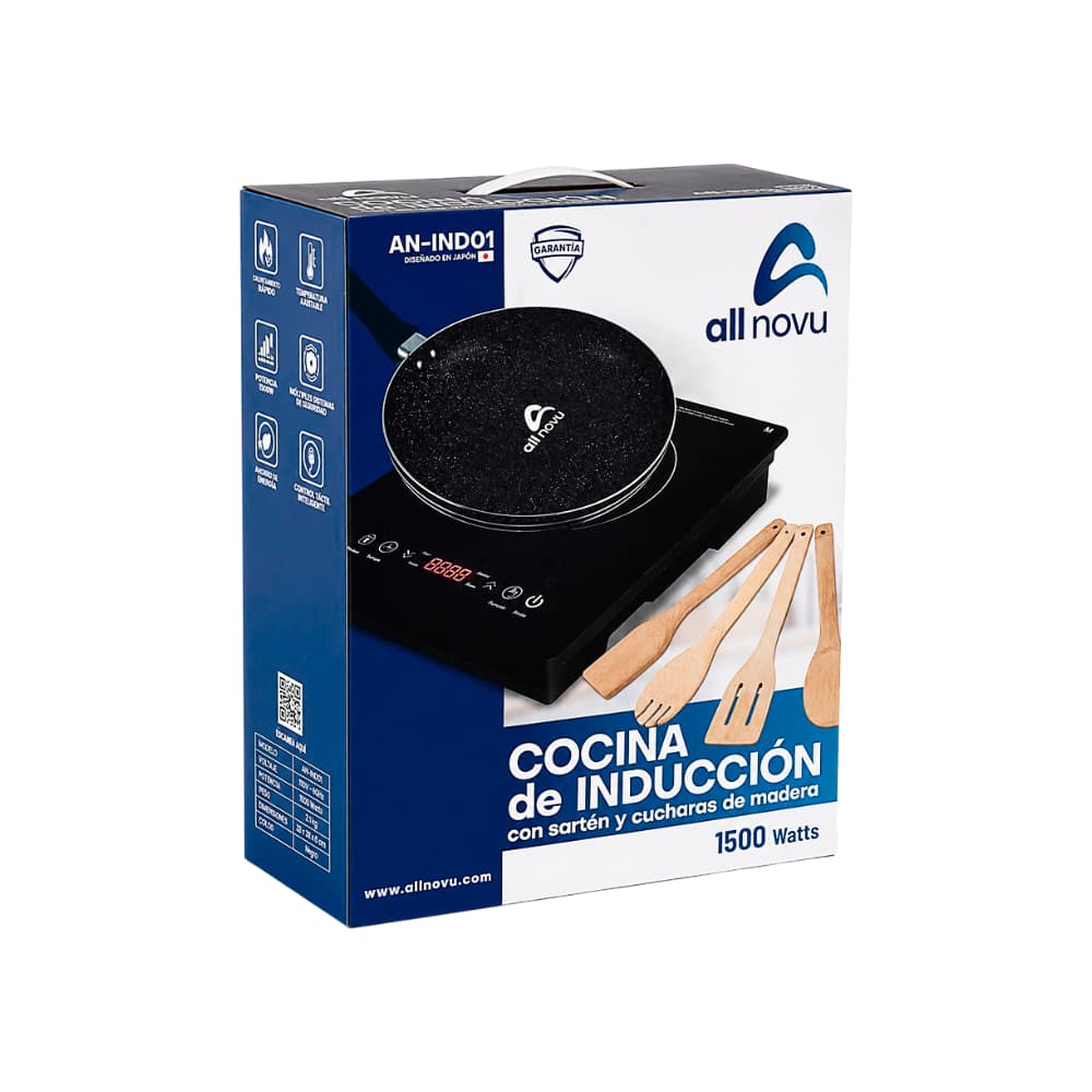 Cocina de inducción con sartén y cucharas de madera All Novu AN-IND01 - Miniatura 4