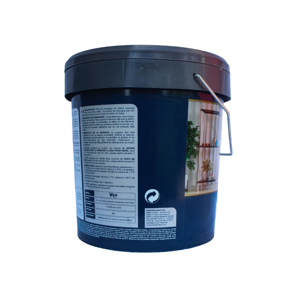 Pintura plástica interior color copo de nieve mate Macy (4 L) - Miniatura 4