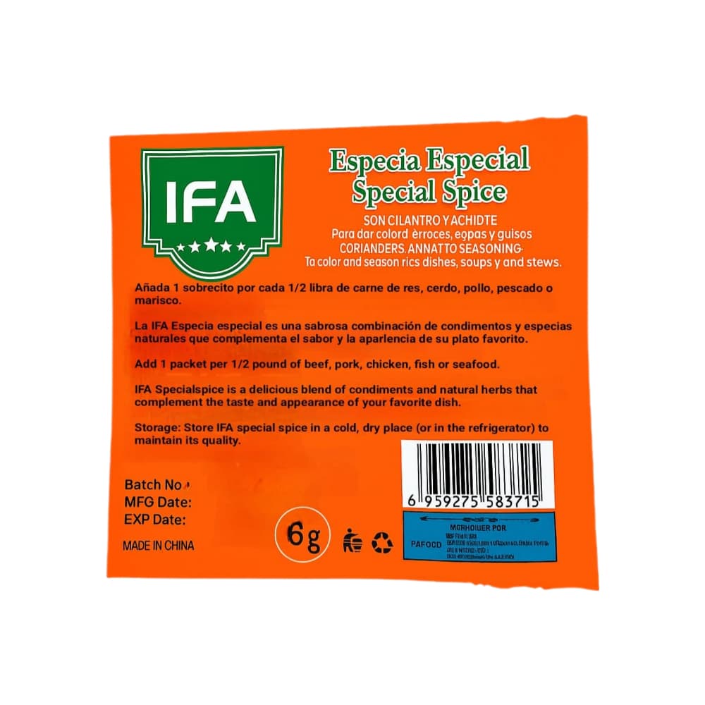 Sazón especia especial con cilantro y achiote IFA (6 g) - Miniatura 2