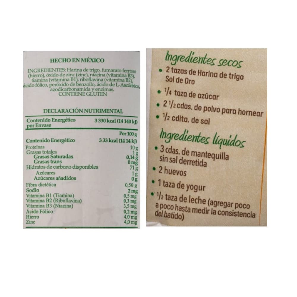 Harina de trigo Sol de Oro (3 x 1 kg / 2.2 lb) - Miniatura 4