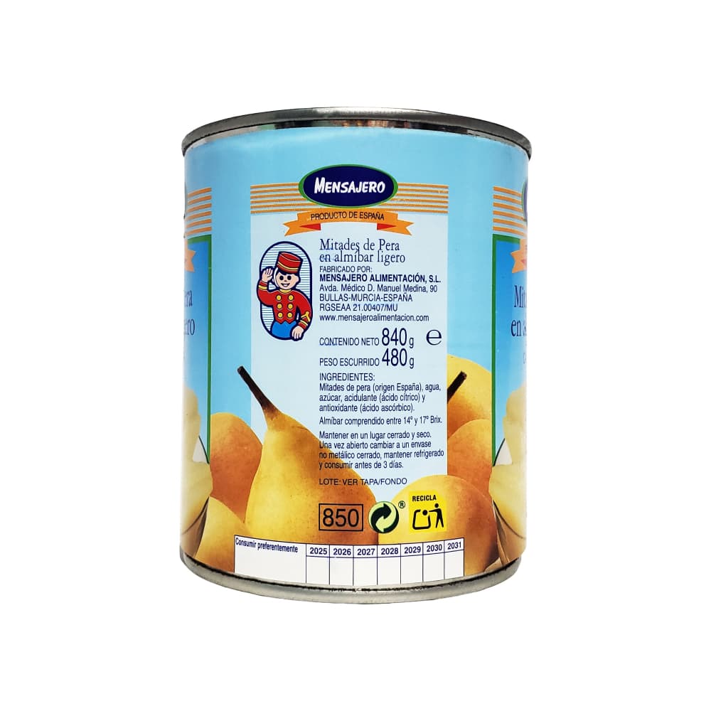Mitades de pera en almíbar ligero Mensajero (840 g / 1.85 lb) - Miniatura 3