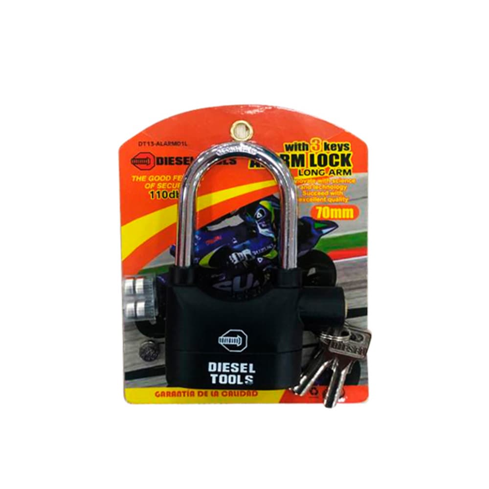 Candado alarma largo para motos 70 mm Diesel Tools - Miniatura 2