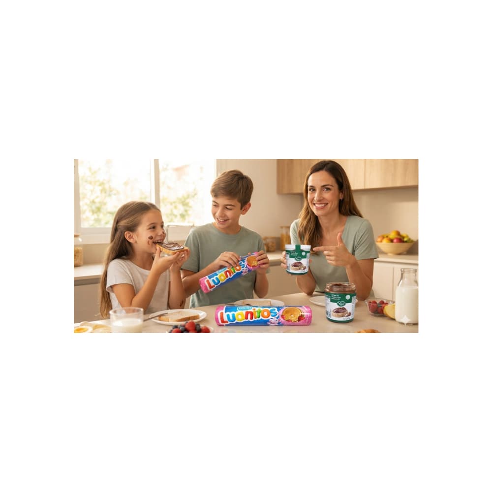 Crema de cacao con avellanas Vima Foods (210 g / 7.41 oz) + Galletas rellenas sabor fresa Luanitos Luam (2 x 110 g / 3.8 oz) - Miniatura 4