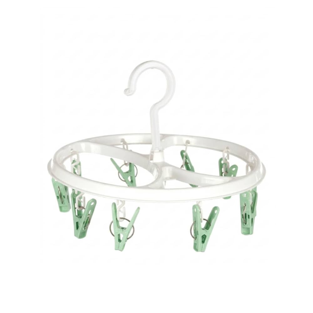 Tendedero giratorio de plástico redondo blanco y verde con 10 pinzas Casa y Menaje - Miniatura 1