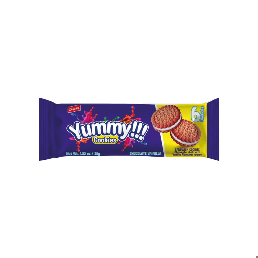 Galletas sándwich de chocolate rellenas de crema sabor a vainilla Delizola (35 g / 1.23 oz) - Miniatura 1