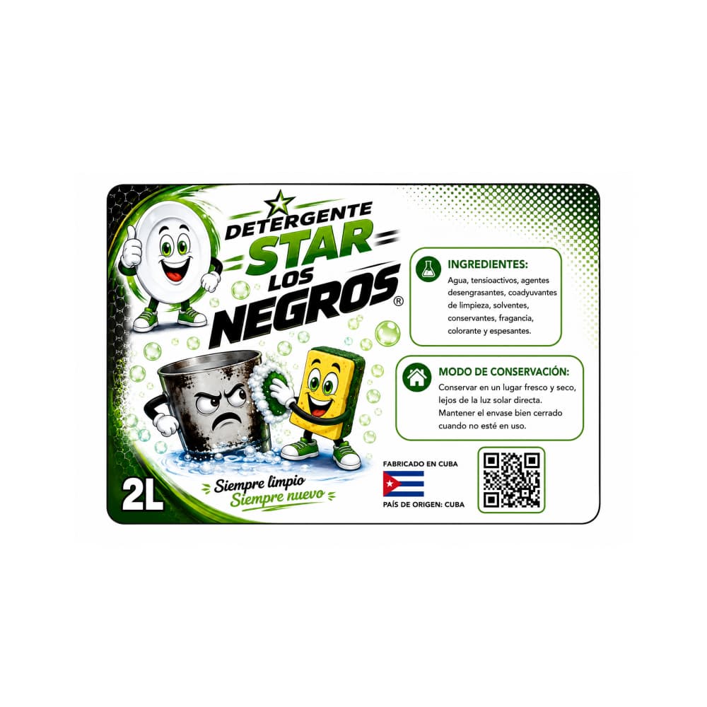 Detergente líquido lavavajillas Star Los Negros (2 L) - Miniatura 3