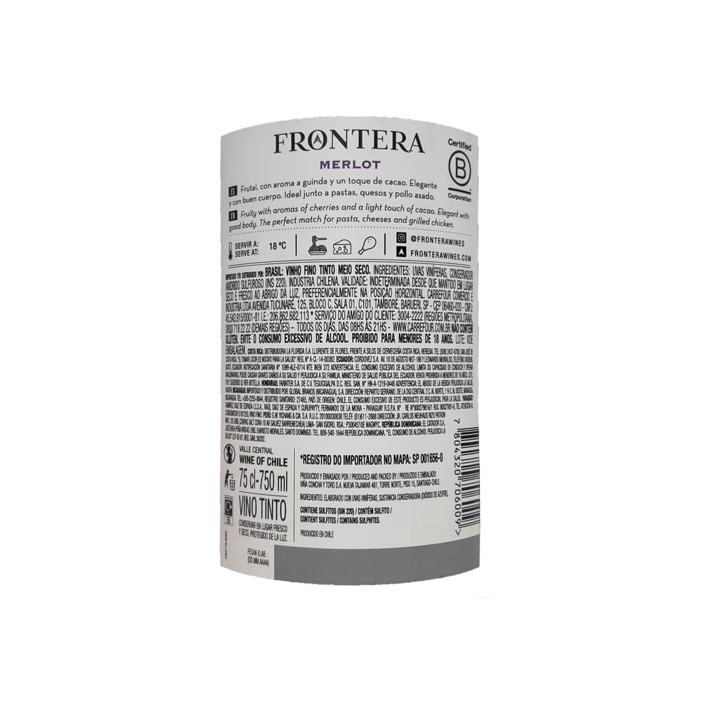 Vino tinto Frontera Merlot (750 ml) - Miniatura 3