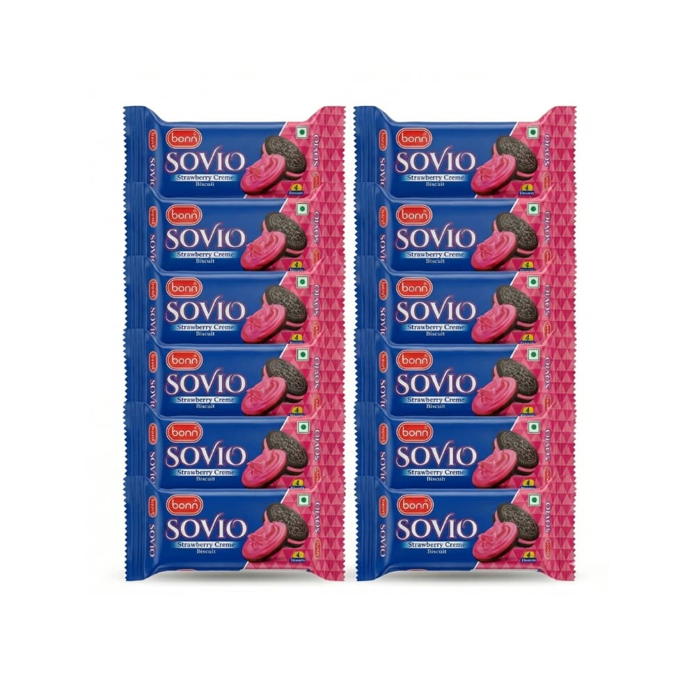 Galletas Sovio con crema de fresa Bonn (12 x 30 g / 1.06 oz) - Imagen 1