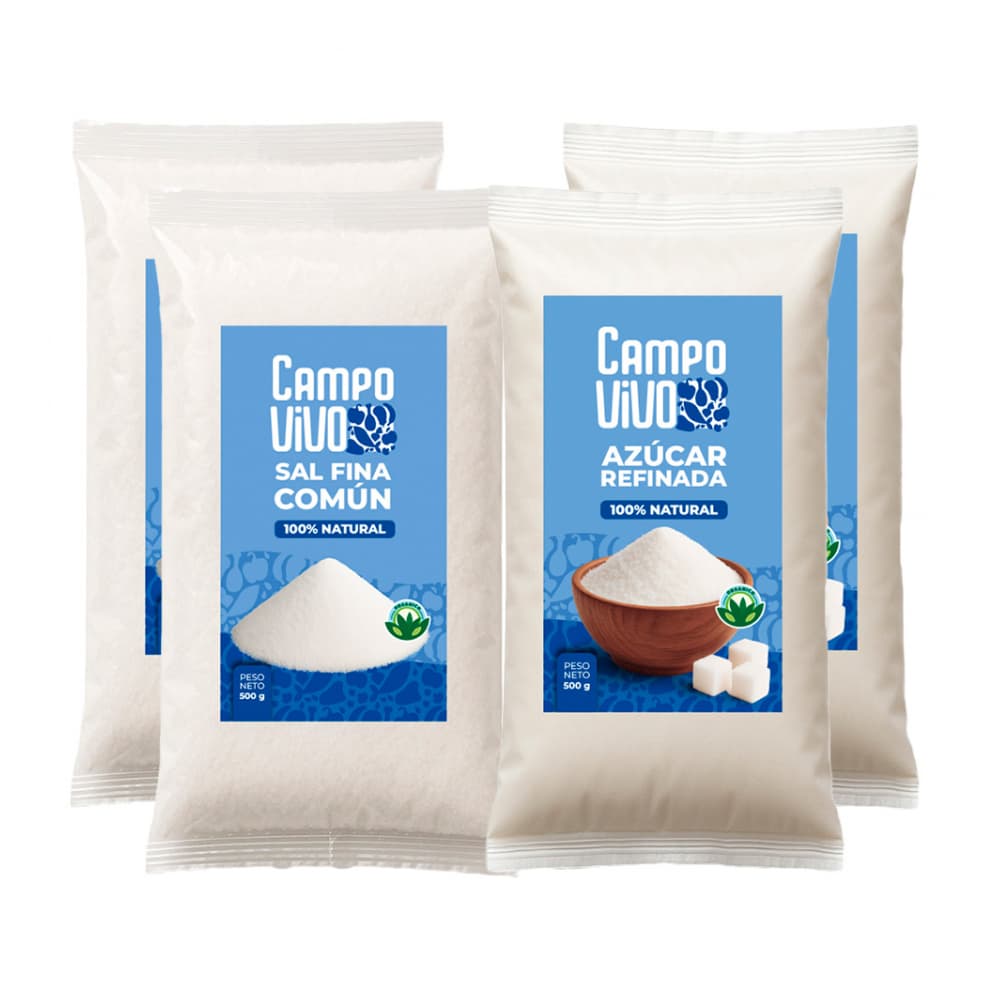 Combo dulce y salado Campo Vivo #2: Sal fina común + Azúcar blanca refinada - Imagen 1