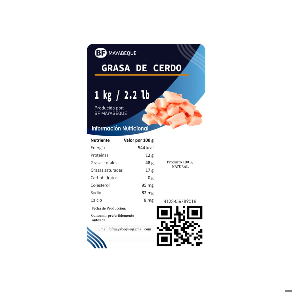 Grasa de cerdo BF Mayabeque (1 kg / 2.2 lb) - Miniatura 4
