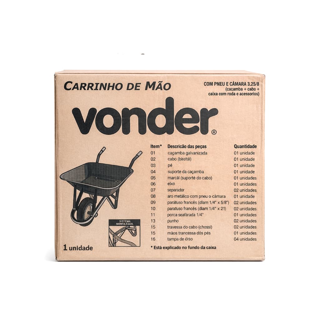 Carretilla roja de carga cubo recto Vonder - Miniatura 4