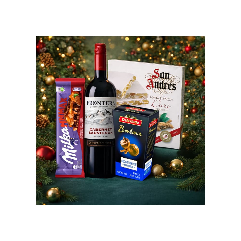 Combo de Vino tinto + Bombones + Tableta de chocolate + Torta de turrón. - Miniatura 2