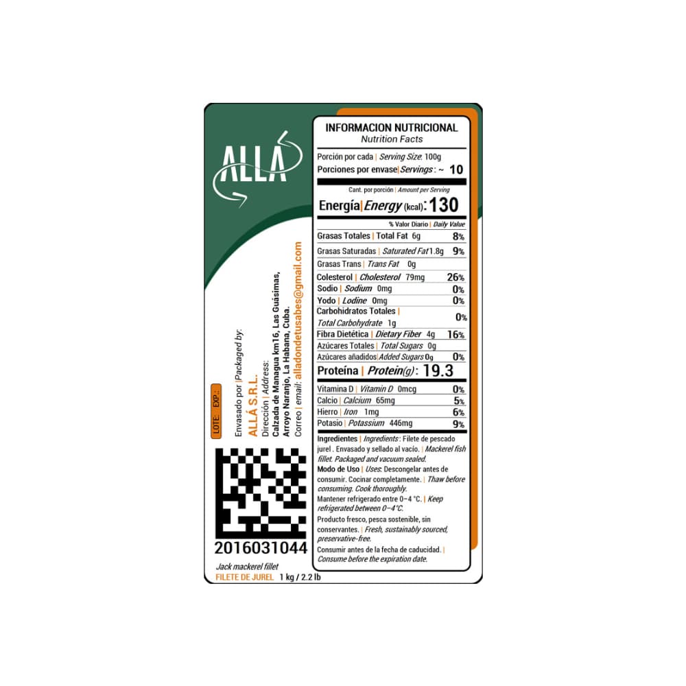 Filete de jurel ALLÁ (1 kg / 2.2 lb) - Miniatura 2