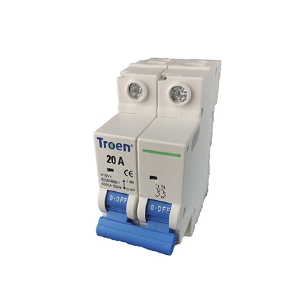 Interruptor termomagnético tipo europeo. Breaker de 20 A 2 polos Troen - Imagen 1