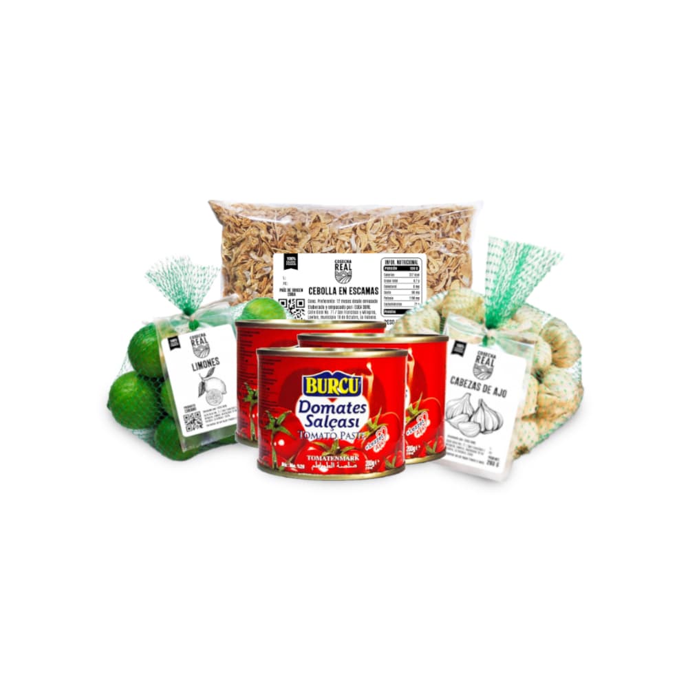 Combo para sopas #4: Pasta de tomate Burcu + Limones Cosecha Real + Cabezas de ajo Cosecha Real + Cebolla en escamas Cosecha Real - Imagen 1