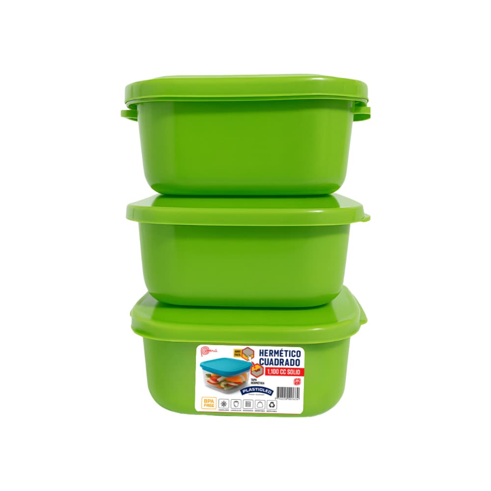 Juego de 3 pozuelos herméticos cuadrados Plastioled - Imagen 1