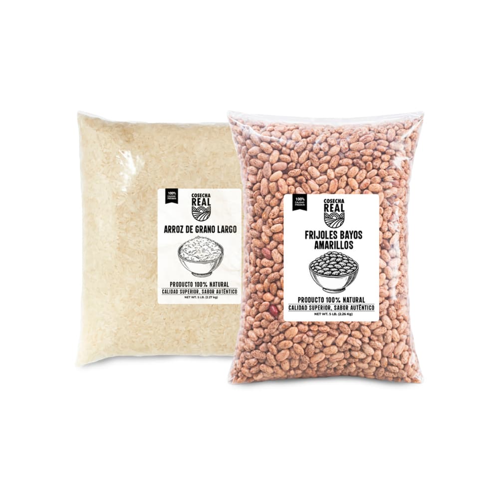 Combo de granos: Arroz de grano largo Cosecha Real + Frijoles bayos amarillos Cosecha Real - Imagen 1
