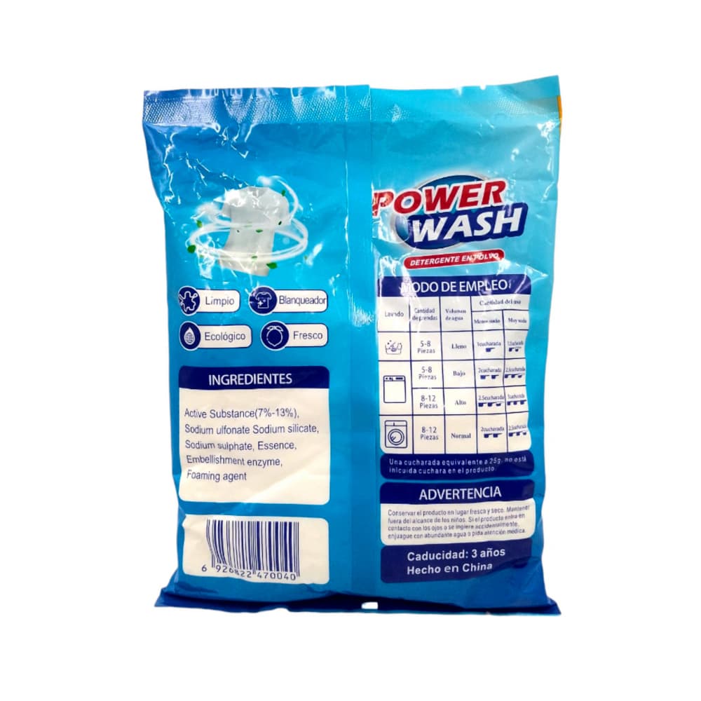 Detergente en polvo aroma limón Power Wash Zhaoke (400 g / 14.11 oz) - Miniatura 2