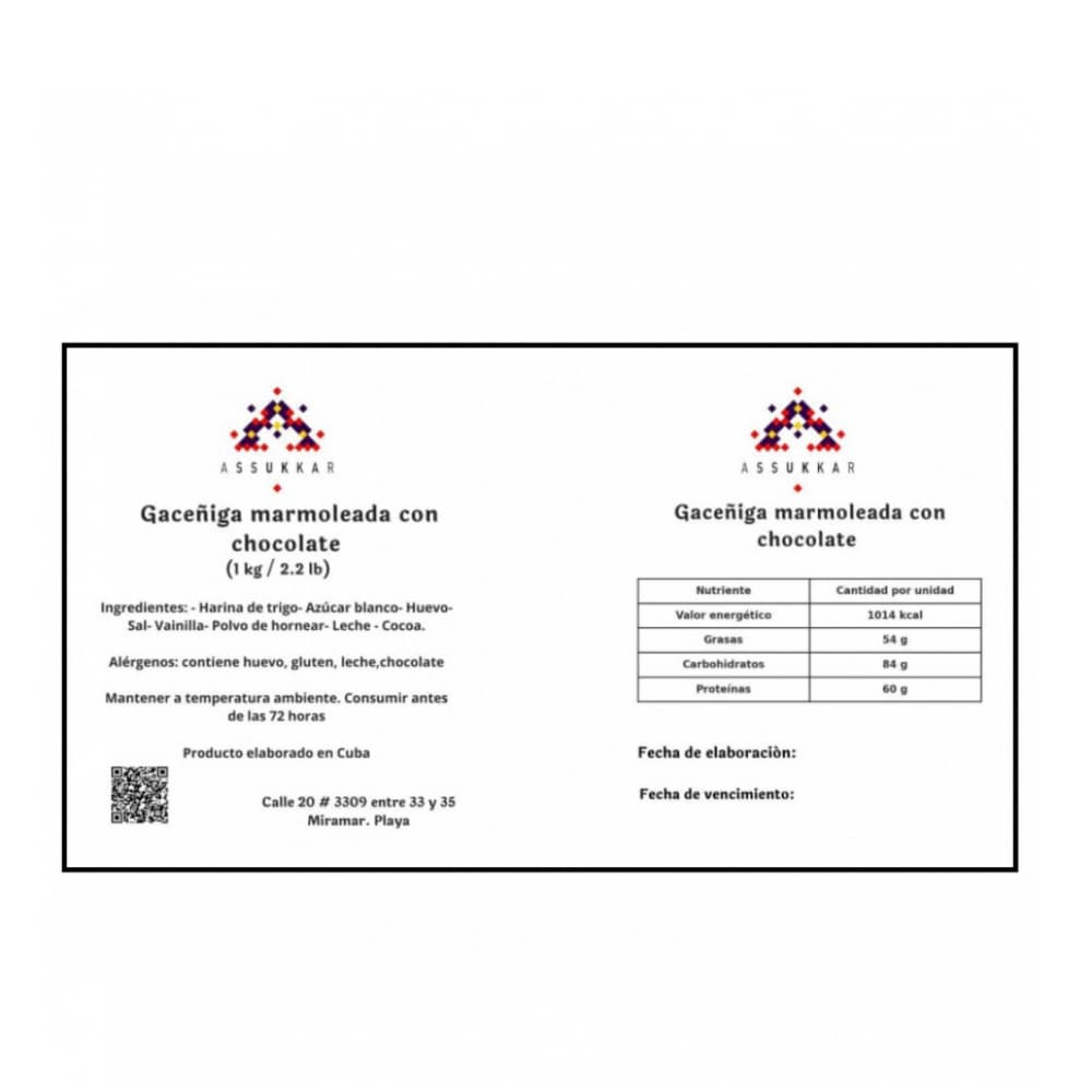 Gaceñiga marmolada con chocolate Assukkar (1 kg / 2.2 lb) - Miniatura 4