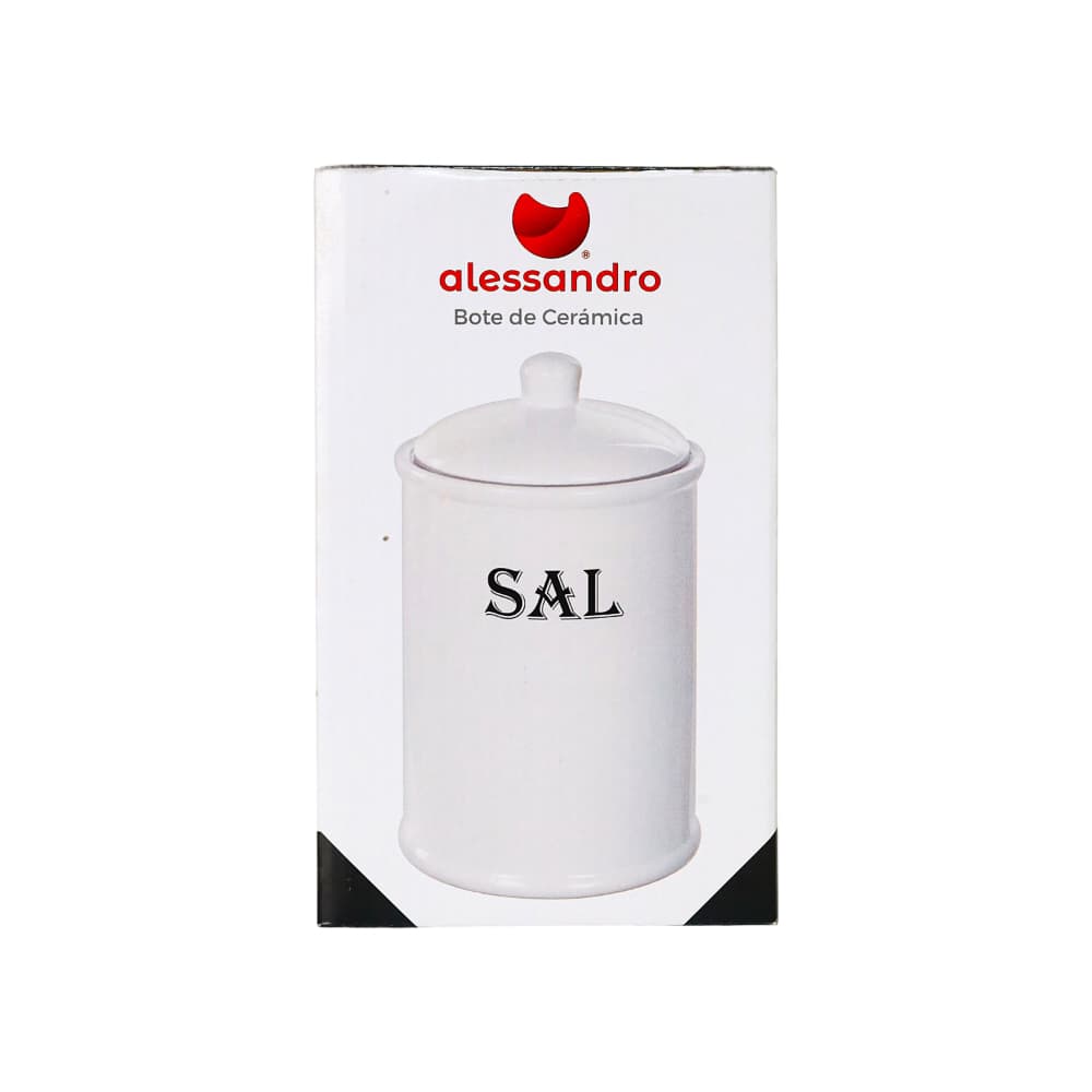 Bote de cocina con tapa cerámica blanca letrero sal Alessandro CM - Miniatura 2