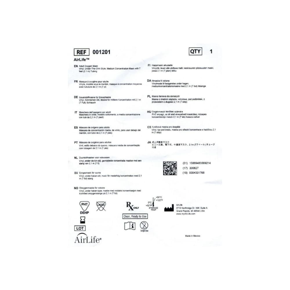 Máscara de oxígeno para adulto Medline - Miniatura 3