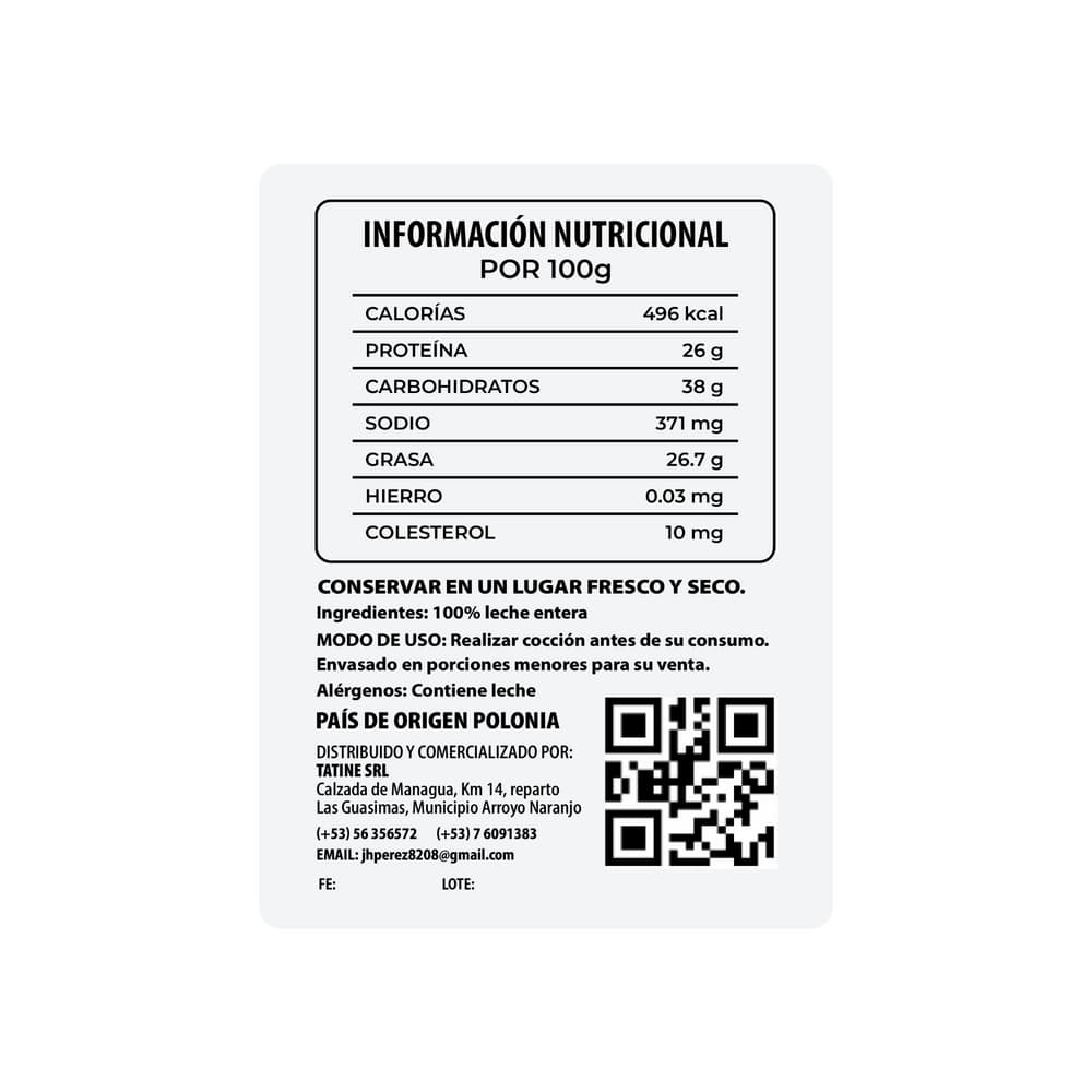 Leche entera en polvo Campo Vivo (1 kg / 2.2 lb) - Miniatura 4