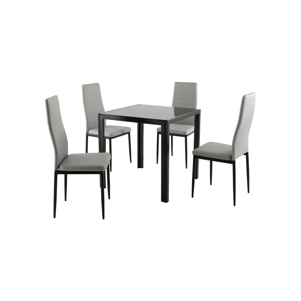 Juego de comedor Dowell: mesa con 4 sillas gris claro - Imagen 1