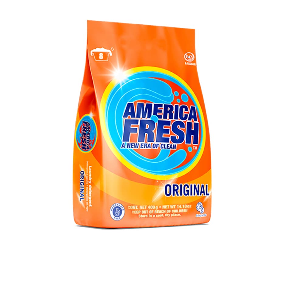 Detergente en polvo de fragancia original para ropa America Fresh (400 g / 14.10 oz) - Imagen 1