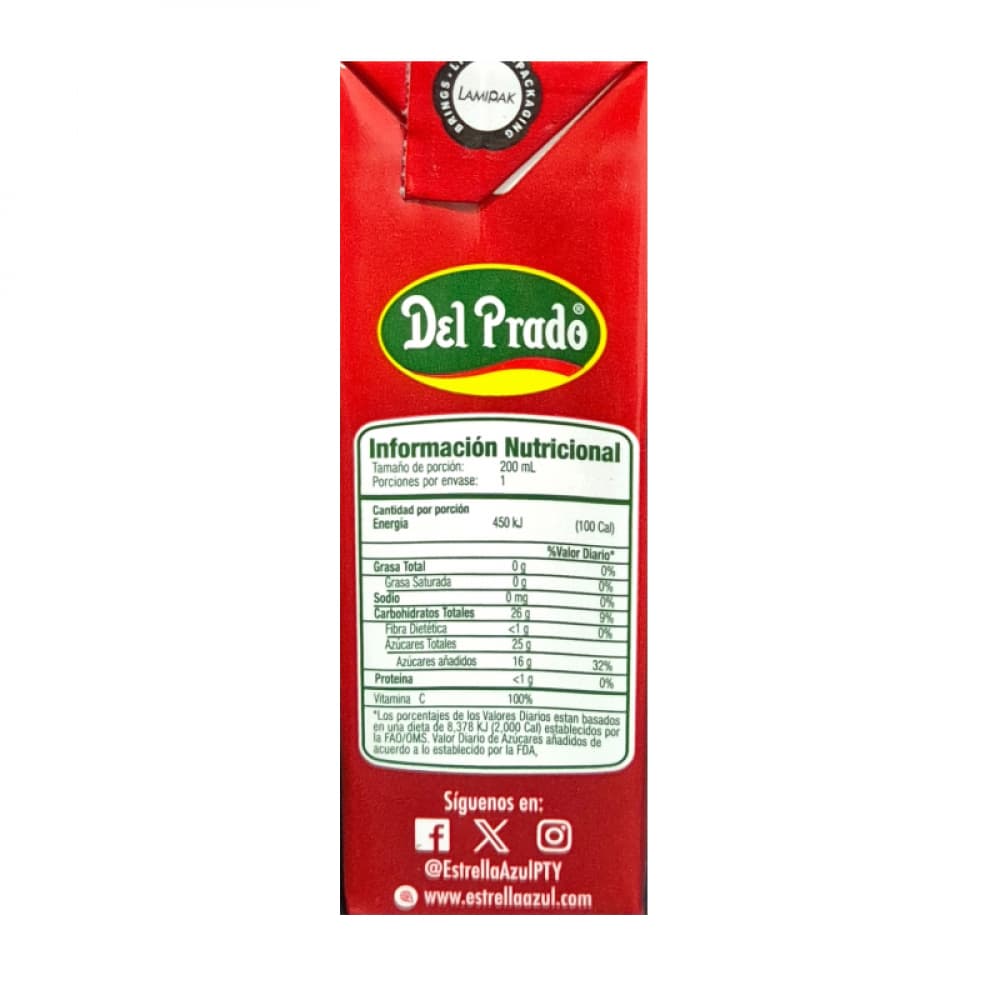 Néctar de ponche de frutas Del Prado (24 x 200 ml) - Miniatura 3