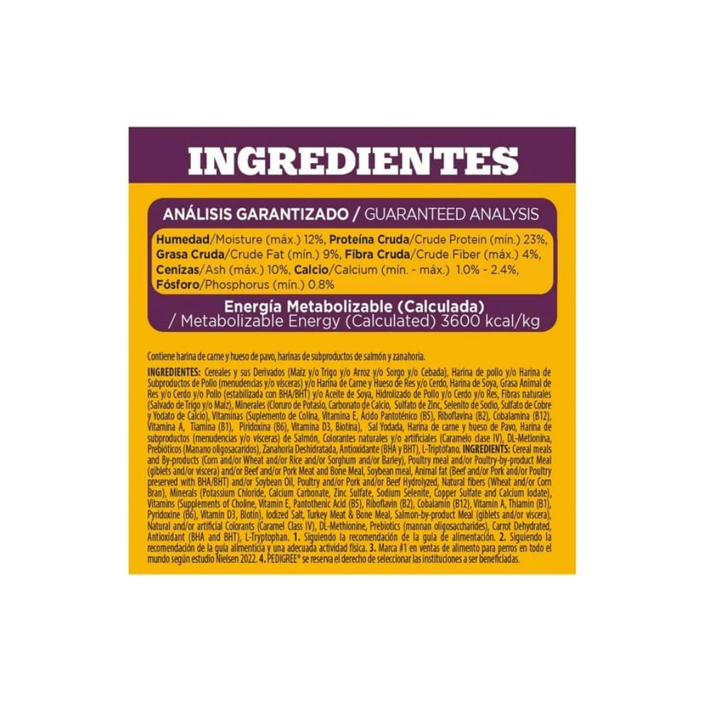 Alimento para perros adultos de todas las razas salmón y arroz integral Pancita Saludable Pedigree (100 g / 3.52 oz) - Miniatura 2