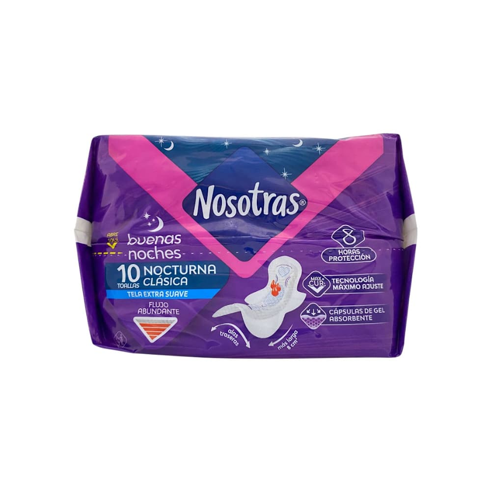 Toallas íntimas nocturna con tela Nosotras (10 U) - Imagen 1