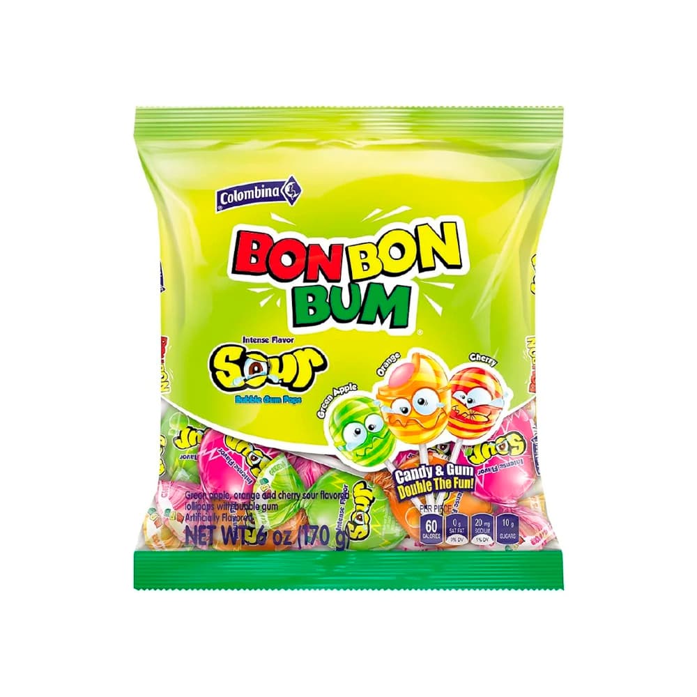Chupa chupas con relleno de chicle sabor ácido intenso Colombina (170 g / 6 oz) - Imagen 1