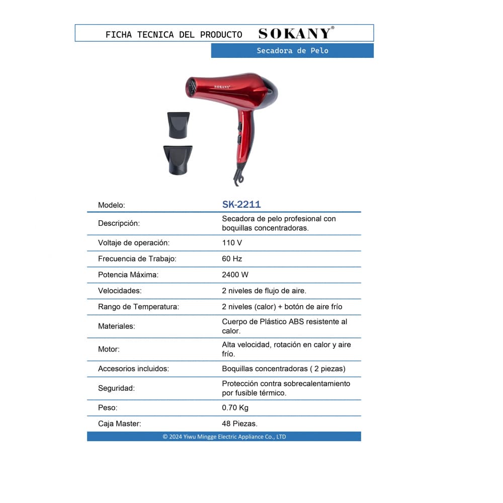 Secadora de pelo Sokany SK-2211 - Miniatura 3