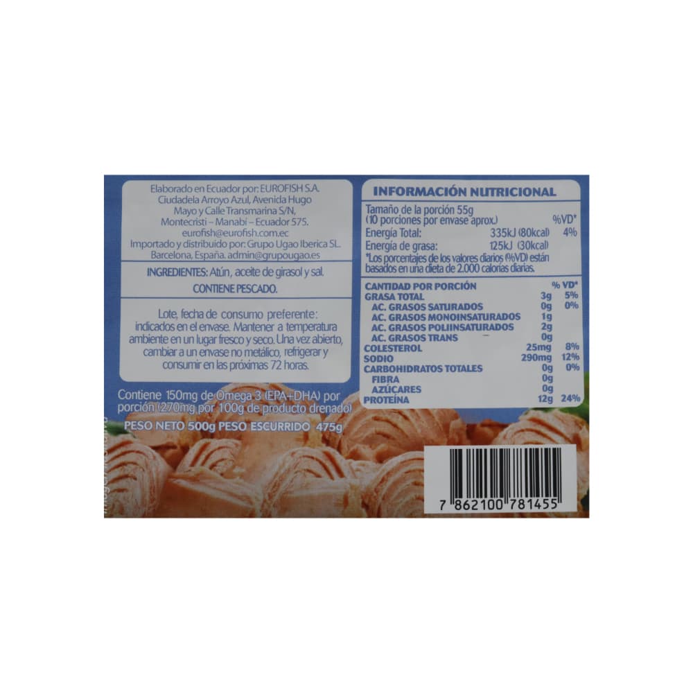 Atún en trozos en aceite de girasol Manabí (500 g / 1.1 lb) - Miniatura 2