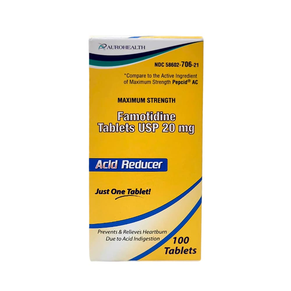 Famotidina 20 mg Aurohealt (100 tabletas) - Imagen 1