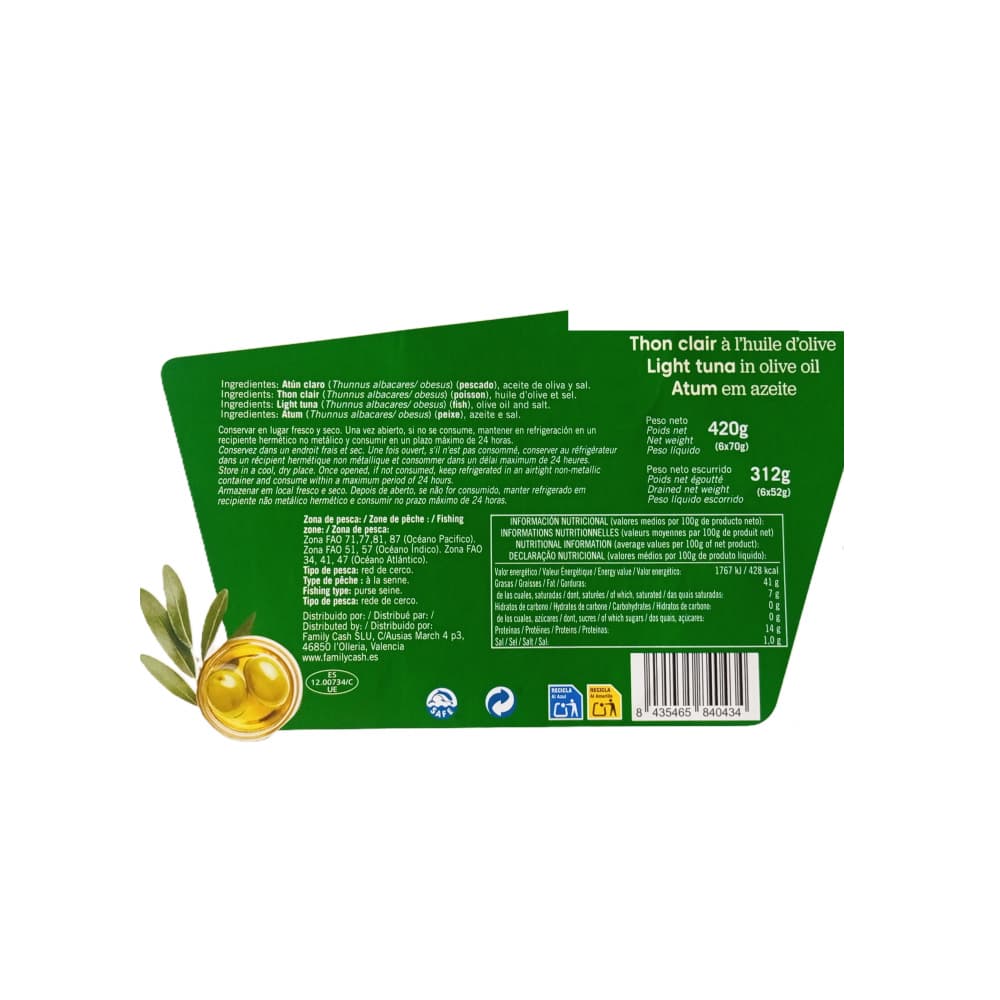 Atún claro en aceite de oliva Family (420 g / 14.8 oz) - Miniatura 2