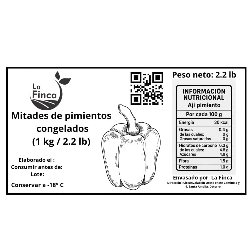 Mitades de pimientos congelados La Finca (1 kg / 2.2 lb) - Miniatura 4