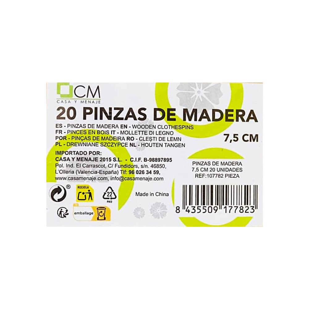 Pinzas de madera para ropa Casa y Menaje (20 U) - Miniatura 3